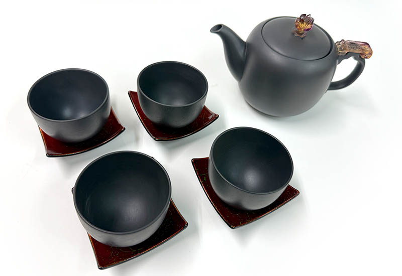 大夾碳黑陶壺組